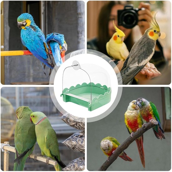 Ayicheyl Bird Bath for Cage, 3-in-1 Bird Bath, Drinking Bird, Bird Feeder House, Bird Bath Cage with Hook, Transparent for Budgies, Canaries, Chicks, Lovebirds Ayicheyl Bird Bath for Cage, 3-in-1 Bird Bath, Drinking Bird, Bird Feeder House, Bird Bath Cage with Hook, Transparent for Budgies, Canaries, Chicks, Lovebirds