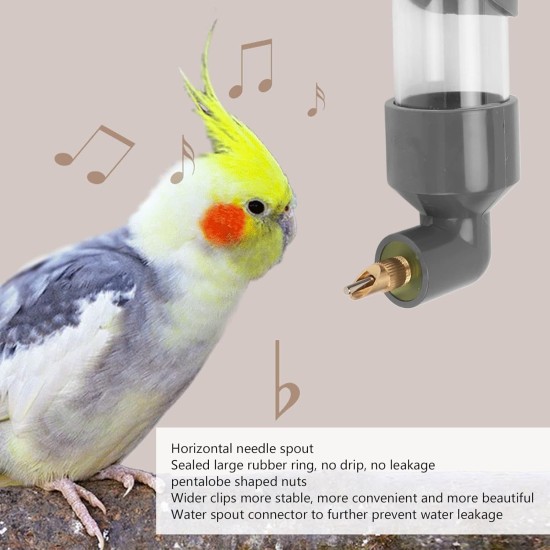GLOGLOW Automatic Drinking Device for Parrots, Bite Pen Spout, Acrylic Safe Bird Drinking Bottle with Large Capacity for Small Medium Parrots for Bird Cage Accessories (Grey) GLOGLOW Automatic Drinking Device for Parrots, Bite Pen Spout, Acrylic Safe Bird Drinking Bottle with Large Capacity for Small Medium Parrots for Bird Cage Accessories (Grey)