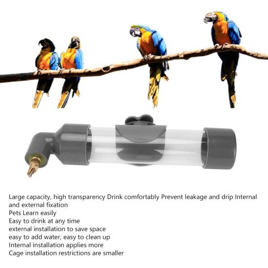 GLOGLOW Automatic Drinking Device for Parrots, Bite Pen Spout, Acrylic Safe Bird Drinking Bottle with Large Capacity for Small Medium Parrots for Bird Cage Accessories (Grey) GLOGLOW Automatic Drinking Device for Parrots, Bite Pen Spout, Acrylic Safe Bird Drinking Bottle with Large Capacity for Small Medium Parrots for Bird Cage Accessories (Grey)