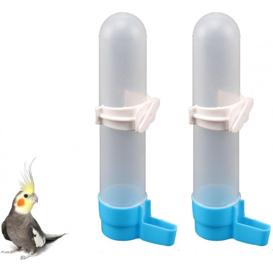 Pack of 2 Automatic Bird Baths for Parrots Budgies Parakeets Cockatiels Bird Cage Baths Hanging Water Bottle with 120 ml Capacity White (Blue) Pack of 2 Automatic Bird Baths for Parrots Budgies Parakeets Cockatiels Bird Cage Baths Hanging Water Bottle with 120 ml Capacity White (Blue)