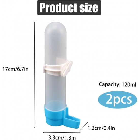 Pack of 2 Automatic Bird Baths for Parrots Budgies Parakeets Cockatiels Bird Cage Baths Hanging Water Bottle with 120 ml Capacity White (Blue) Pack of 2 Automatic Bird Baths for Parrots Budgies Parakeets Cockatiels Bird Cage Baths Hanging Water Bottle with 120 ml Capacity White (Blue)