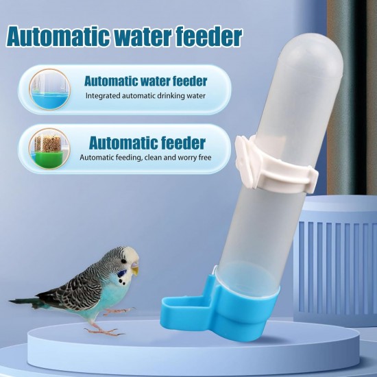 Pack of 2 Automatic Bird Baths for Parrots Budgies Parakeets Cockatiels Bird Cage Baths Hanging Water Bottle with 120 ml Capacity White (Blue) Pack of 2 Automatic Bird Baths for Parrots Budgies Parakeets Cockatiels Bird Cage Baths Hanging Water Bottle with 120 ml Capacity White (Blue)