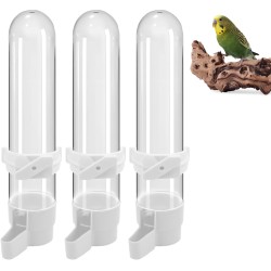 Pack of 3 Automatic Budgies Feeder for Bird Bath Cage, Bird Feeder Drinker for Cage, Bird Water Dispenser, Feeding Bowl, Bird Cage, Transparent Content 120 ml for Ornamental Birds, Parrots, Pigeons
