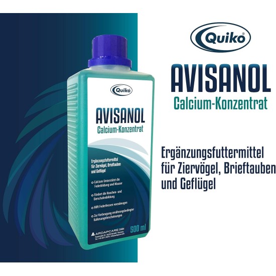 Quiko Avisanol Calcium-Konzentrat 1.000ml - Unterstützt den täglichen Kalkbedarf bei Ziervögeln Quiko Avisanol Calcium-Konzentrat 1.000ml - Unterstützt den täglichen Kalkbedarf bei Ziervögeln