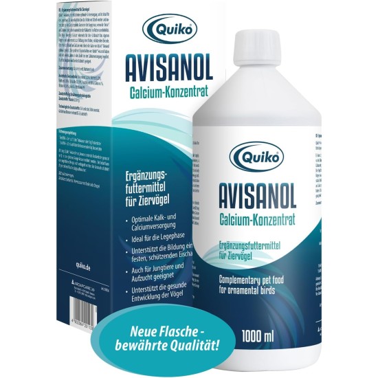 Quiko Avisanol Calcium-Konzentrat 500ml - Unterstützt den täglichen Kalkbedarf bei Ziervögeln Quiko Avisanol Calcium-Konzentrat 500ml - Unterstützt den täglichen Kalkbedarf bei Ziervögeln