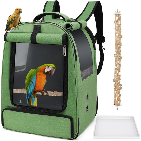 ALLSOPETS Bird Backpack, Lightweight and Breathable, Portable Parrot Carrier for Small Animals, with Stand, Adjustable Height and Viewing Window, Ideal for Travel (Anthracite Grey) ALLSOPETS Bird Backpack, Lightweight and Breathable, Portable Parrot Carrier for Small Animals, with Stand, Adjustable Height and Viewing Window, Ideal for Travel (Anthracite Grey)