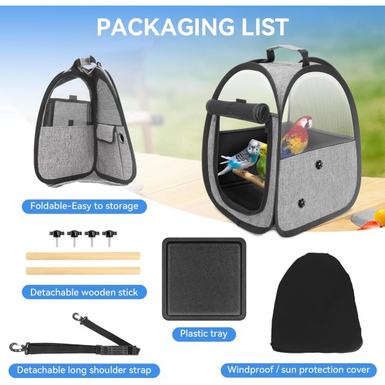 Akinerri Bird Travel Bag Small Bird Travel Bag Transparent Breathable Travel Cage Bird Cage Parrot Transport Box Includes Perch and Bottom Tray Akinerri Bird Travel Bag Small Bird Travel Bag Transparent Breathable Travel Cage Bird Cage Parrot Transport Box Includes Perch and Bottom Tray