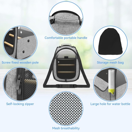 Akinerri Bird Travel Bag Small Bird Travel Bag Transparent Breathable Travel Cage Bird Cage Parrot Transport Box Includes Perch and Bottom Tray Akinerri Bird Travel Bag Small Bird Travel Bag Transparent Breathable Travel Cage Bird Cage Parrot Transport Box Includes Perch and Bottom Tray