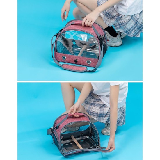 Backpack for Birds with Wooden Stick, Bird Carry Bag with Standing Bar and Stainless Steel Tray, Lightweight Backpack for Parrot, with Stainless Steel Tray and Standing Pole, for Parrots, Parakeets, 1 Backpack for Birds with Wooden Stick, Bird Carry Bag with Standing Bar and Stainless Steel Tray, Lightweight Backpack for Parrot, with Stainless Steel Tray and Standing Pole, for Parrots, Parakeets, 1