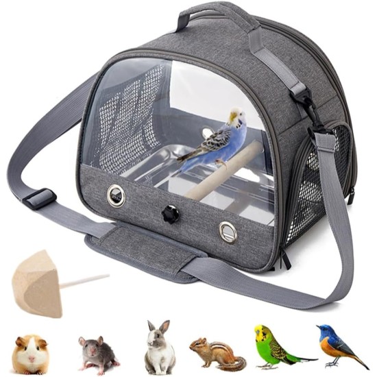 Backpack for Birds with Wooden Stick, Bird Carry Bag with Standing Bar and Stainless Steel Tray, Lightweight Backpack for Parrot, with Stainless Steel Tray and Standing Pole, for Parrots, Parakeets, 1 Backpack for Birds with Wooden Stick, Bird Carry Bag with Standing Bar and Stainless Steel Tray, Lightweight Backpack for Parrot, with Stainless Steel Tray and Standing Pole, for Parrots, Parakeets, 1