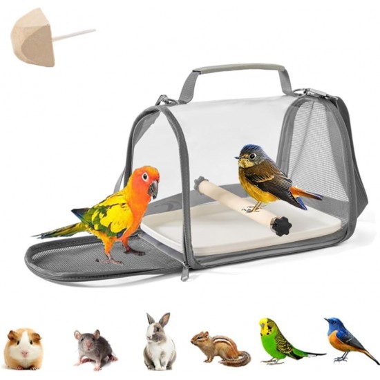 Bird Carrier Bag, Travel Carry Bag, Fully Transparent, 19.5 x 26 x 19 cm, Portable Bird Carrier with Plastic Shell, Wooden Pole, Travel Cage for Small Pets, 1 Molar Stone Bird Carrier Bag, Travel Carry Bag, Fully Transparent, 19.5 x 26 x 19 cm, Portable Bird Carrier with Plastic Shell, Wooden Pole, Travel Cage for Small Pets, 1 Molar Stone