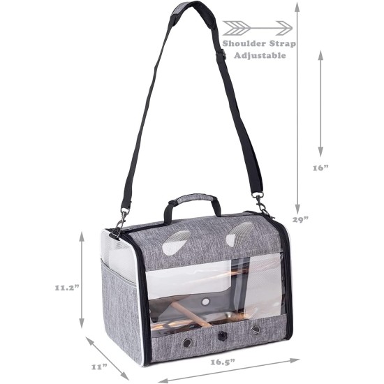 Bird Carrier for Travel, Transparent Bird Box with Metal Tray and Standing Pole for Parakeets, Parrots, Budgies, Cockatiels (Grey) Bird Carrier for Travel, Transparent Bird Box with Metal Tray and Standing Pole for Parakeets, Parrots, Budgies, Cockatiels (Grey)