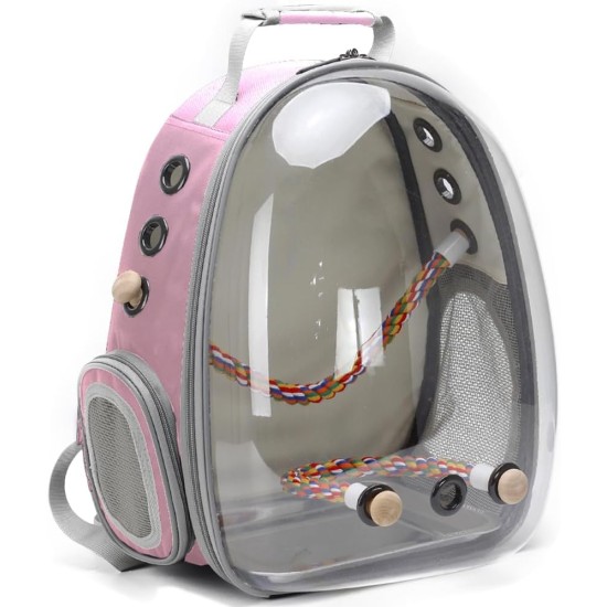 Bird Carrier for Travel, Transparent Bird Box with Metal Tray and Standing Pole for Parakeets, Parrots, Budgies, Cockatiels (Grey) Bird Carrier for Travel, Transparent Bird Box with Metal Tray and Standing Pole for Parakeets, Parrots, Budgies, Cockatiels (Grey)