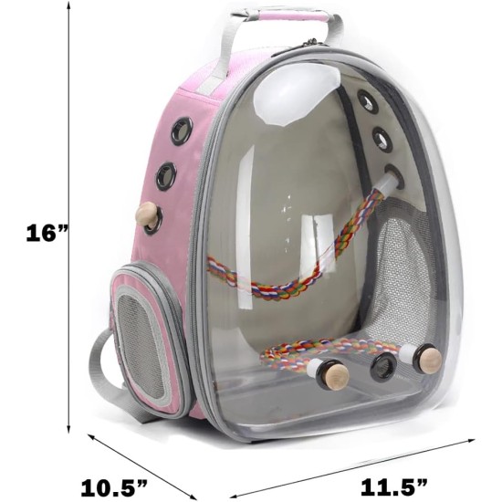 Bird Carrier for Travel, Transparent Bird Box with Metal Tray and Standing Pole for Parakeets, Parrots, Budgies, Cockatiels (Grey) Bird Carrier for Travel, Transparent Bird Box with Metal Tray and Standing Pole for Parakeets, Parrots, Budgies, Cockatiels (Grey)