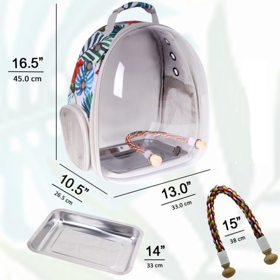 Bird Carrier for Travel, Transparent Bird Box with Metal Tray and Standing Pole for Parakeets, Parrots, Budgies, Cockatiels (Grey) Bird Carrier for Travel, Transparent Bird Box with Metal Tray and Standing Pole for Parakeets, Parrots, Budgies, Cockatiels (Grey)