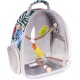 Bird Carrier for Travel, Transparent Bird Box with Metal Tray and Standing Pole for Parakeets, Parrots, Budgies, Cockatiels (Grey) Bird Carrier for Travel, Transparent Bird Box with Metal Tray and Standing Pole for Parakeets, Parrots, Budgies, Cockatiels (Grey)