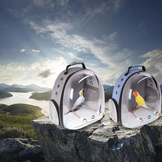 Bird Carrier for Travel, Transparent Bird Box with Metal Tray and Standing Pole for Parakeets, Parrots, Budgies, Cockatiels (Grey) Bird Carrier for Travel, Transparent Bird Box with Metal Tray and Standing Pole for Parakeets, Parrots, Budgies, Cockatiels (Grey)