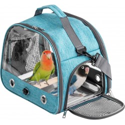 Bird Carry Bag with Standing Bar and Stainless Steel Tray, Portable Bird Cage, Pet Travel Bag for Parrots, Backpack for Birds with Wooden Stick, Small Pet Carry Bag, Bird Transport Box (Blue) Bird Carry Bag with Standing Bar and Stainless Steel Tray, Portable Bird Cage, Pet Travel Bag for Parrots, Backpack for Birds with Wooden Stick, Small Pet Carry Bag, Bird Transport Box (Blue)