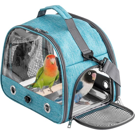 Bird Carry Bag with Standing Bar and Stainless Steel Tray, Portable Bird Cage, Pet Travel Bag for Parrots, Backpack for Birds with Wooden Stick, Small Pet Carry Bag, Bird Transport Box (Blue) Bird Carry Bag with Standing Bar and Stainless Steel Tray, Portable Bird Cage, Pet Travel Bag for Parrots, Backpack for Birds with Wooden Stick, Small Pet Carry Bag, Bird Transport Box (Blue)
