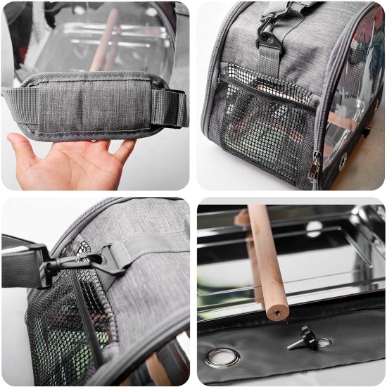 Bird Carry Bag with Standing Bar and Stainless Steel Tray, Portable Bird Cage, Pet Travel Bag for Parrots, Backpack for Birds with Wooden Stick, Small Pet Carry Bag, Bird Transport Box (Blue) Bird Carry Bag with Standing Bar and Stainless Steel Tray, Portable Bird Cage, Pet Travel Bag for Parrots, Backpack for Birds with Wooden Stick, Small Pet Carry Bag, Bird Transport Box (Blue)