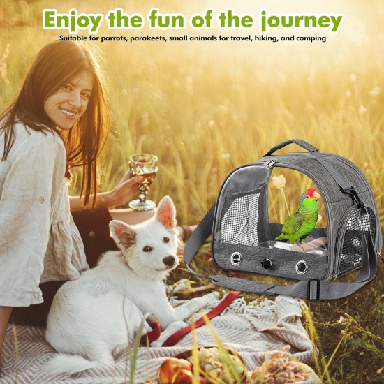 Bird Carry Bag with Standing Bar and Stainless Steel Tray, Portable Bird Cage, Pet Travel Bag for Parrots, Backpack for Birds with Wooden Stick, Small Pet Carry Bag, Bird Transport Box (Blue) Bird Carry Bag with Standing Bar and Stainless Steel Tray, Portable Bird Cage, Pet Travel Bag for Parrots, Backpack for Birds with Wooden Stick, Small Pet Carry Bag, Bird Transport Box (Blue)