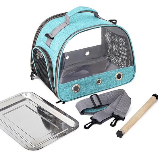 Bird Carry Bag with Standing Bar and Stainless Steel Tray, Portable Bird Cage, Pet Travel Bag for Parrots, Backpack for Birds with Wooden Stick, Small Pet Carry Bag, Bird Transport Box (Blue) Bird Carry Bag with Standing Bar and Stainless Steel Tray, Portable Bird Cage, Pet Travel Bag for Parrots, Backpack for Birds with Wooden Stick, Small Pet Carry Bag, Bird Transport Box (Blue)