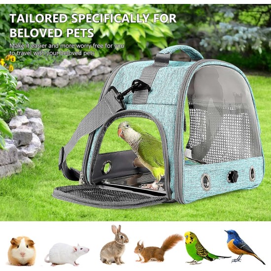 Bird Carry Bag with Standing Bar and Stainless Steel Tray, Portable Bird Cage, Pet Travel Bag for Parrots, Backpack for Birds with Wooden Stick, Small Pet Carry Bag, Bird Transport Box (Blue) Bird Carry Bag with Standing Bar and Stainless Steel Tray, Portable Bird Cage, Pet Travel Bag for Parrots, Backpack for Birds with Wooden Stick, Small Pet Carry Bag, Bird Transport Box (Blue)