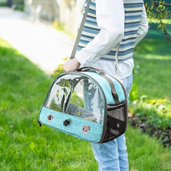 Bird Carry Bag with Standing Bar and Stainless Steel Tray, Portable Bird Cage, Pet Travel Bag for Parrots, Backpack for Birds with Wooden Stick, Small Pet Carry Bag, Bird Transport Box (Blue) Bird Carry Bag with Standing Bar and Stainless Steel Tray, Portable Bird Cage, Pet Travel Bag for Parrots, Backpack for Birds with Wooden Stick, Small Pet Carry Bag, Bird Transport Box (Blue)