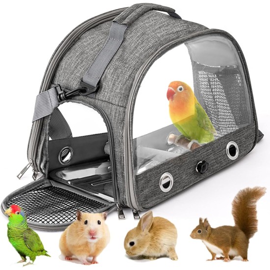 Bird Carry Bag with Standing Bar and Stainless Steel Tray, Portable Bird Cage, Pet Travel Bag for Parrots, Backpack for Birds with Wooden Stick, Small Pet Carry Bag, Bird Transport Box (Blue) Bird Carry Bag with Standing Bar and Stainless Steel Tray, Portable Bird Cage, Pet Travel Bag for Parrots, Backpack for Birds with Wooden Stick, Small Pet Carry Bag, Bird Transport Box (Blue)