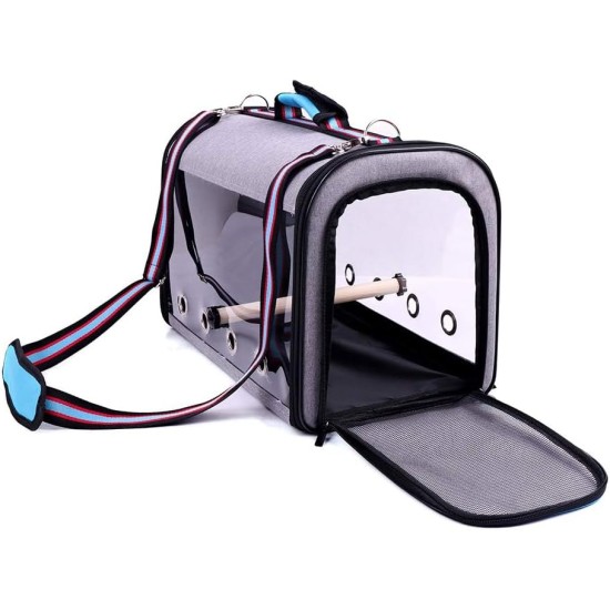IDAS Bird Travel Cage, Lightweight Transparent Bird Travel Carrier, Transparent Parrot Travel Cage Made of PVC, Breathable Pet Birds Bag Backpack with Shoulder Strap and Wooden Stick Stand (Blue) IDAS Bird Travel Cage, Lightweight Transparent Bird Travel Carrier, Transparent Parrot Travel Cage Made of PVC, Breathable Pet Birds Bag Backpack with Shoulder Strap and Wooden Stick Stand (Blue)