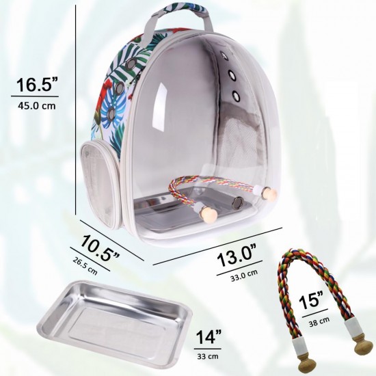 Interfashioner® Bird Carrier for Travel, Transparent Bird Box with Metal Tray and Standing Pole for Parakeets, Parrots, Budgies, Cockatiels (Grey) Interfashioner® Bird Carrier for Travel, Transparent Bird Box with Metal Tray and Standing Pole for Parakeets, Parrots, Budgies, Cockatiels (Grey)