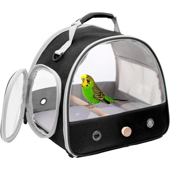 Interfashioner® Small Bird Carrier Portable Bird Cage for Parrots Parakeets Budgies Cockatiels with Soft Mat and Wooden Perch (Black) Interfashioner® Small Bird Carrier Portable Bird Cage for Parrots Parakeets Budgies Cockatiels with Soft Mat and Wooden Perch (Black)