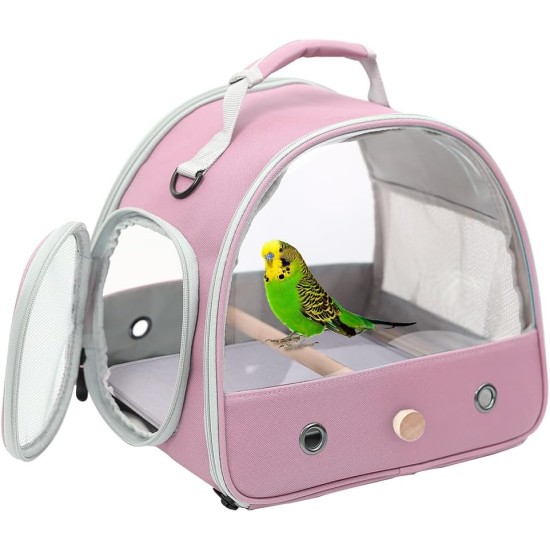 Interfashioner® Small Bird Carrier Portable Bird Cage for Parrots Parakeets Budgies Cockatiels with Soft Mat and Wooden Perch (Black) Interfashioner® Small Bird Carrier Portable Bird Cage for Parrots Parakeets Budgies Cockatiels with Soft Mat and Wooden Perch (Black)