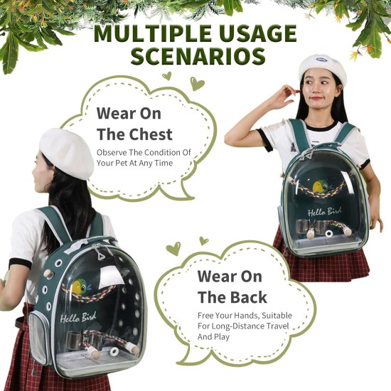PETCUTE Multifunctional Backpack for Birds with Wooden Stick, Lightweight Carrier Bird Transport Bag, Parrots Travel Backpack with Stainless Steel Tray and Stand, Bird Transport Box - Blue PETCUTE Multifunctional Backpack for Birds with Wooden Stick, Lightweight Carrier Bird Transport Bag, Parrots Travel Backpack with Stainless Steel Tray and Stand, Bird Transport Box - Blue
