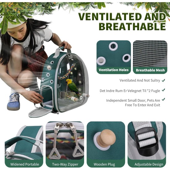 PETCUTE Multifunctional Backpack for Birds with Wooden Stick, Lightweight Carrier Bird Transport Bag, Parrots Travel Backpack with Stainless Steel Tray and Stand, Bird Transport Box - Blue PETCUTE Multifunctional Backpack for Birds with Wooden Stick, Lightweight Carrier Bird Transport Bag, Parrots Travel Backpack with Stainless Steel Tray and Stand, Bird Transport Box - Blue