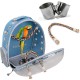 PETCUTE Multifunctional Backpack for Birds with Wooden Stick, Lightweight Carrier Bird Transport Bag, Parrots Travel Backpack with Stainless Steel Tray and Stand, Bird Transport Box - Blue PETCUTE Multifunctional Backpack for Birds with Wooden Stick, Lightweight Carrier Bird Transport Bag, Parrots Travel Backpack with Stainless Steel Tray and Stand, Bird Transport Box - Blue