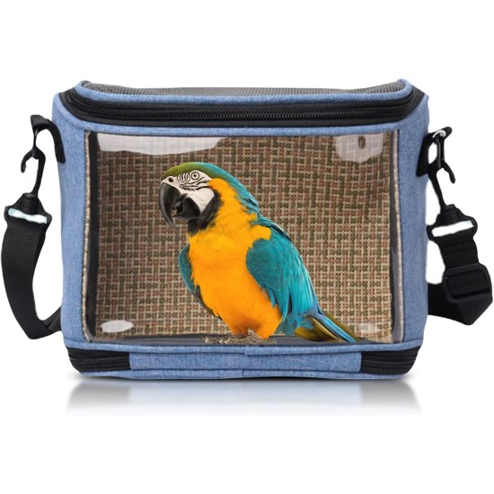 Parrot Carry Bag for Birds, Parrot Backpack, Breathable Bird Transport Bag, Transport Box, Lightweight Transparent PVC Bird Travel Cage with Shoulder Strap and Integrated Safety Belt Parrot Carry Bag for Birds, Parrot Backpack, Breathable Bird Transport Bag, Transport Box, Lightweight Transparent PVC Bird Travel Cage with Shoulder Strap and Integrated Safety Belt