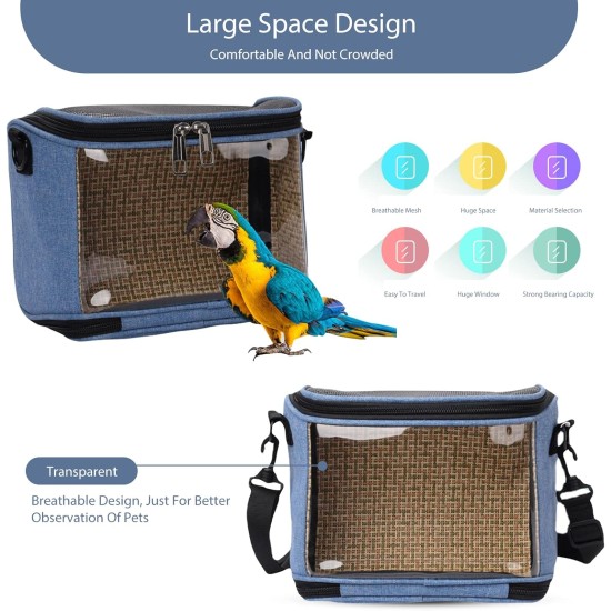 Parrot Carry Bag for Birds, Parrot Backpack, Breathable Bird Transport Bag, Transport Box, Lightweight Transparent PVC Bird Travel Cage with Shoulder Strap and Integrated Safety Belt Parrot Carry Bag for Birds, Parrot Backpack, Breathable Bird Transport Bag, Transport Box, Lightweight Transparent PVC Bird Travel Cage with Shoulder Strap and Integrated Safety Belt