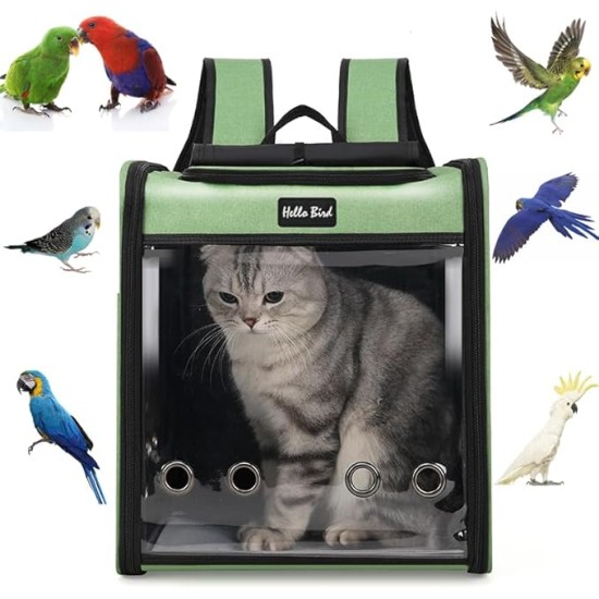 SOLAPOLLO Breathable Parrot Bag Budgie Outdoor Backpack Lightweight and Portable Waterproof Bird Travel Backpack Wide View and Shade Cat Backpack for Hiking Green SOLAPOLLO Breathable Parrot Bag Budgie Outdoor Backpack Lightweight and Portable Waterproof Bird Travel Backpack Wide View and Shade Cat Backpack for Hiking Green