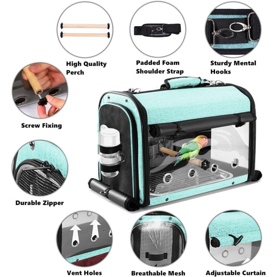 SUERTREE Bird Carrier Bag, Bird Travel Cage with Stand, Small Bird Carrier for Parrot, Portable Bird Carrier Travel Bag, Pet Transparent Breathable Travel Cage SUERTREE Bird Carrier Bag, Bird Travel Cage with Stand, Small Bird Carrier for Parrot, Portable Bird Carrier Travel Bag, Pet Transparent Breathable Travel Cage