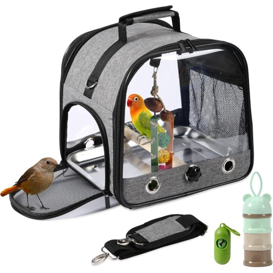 SUERTREE Bird Carrier Bag, Bird Travel Cage with Stand, Small Bird Carrier for Parrot, Portable Bird Carrier Travel Bag, Pet Transparent Breathable Travel Cage SUERTREE Bird Carrier Bag, Bird Travel Cage with Stand, Small Bird Carrier for Parrot, Portable Bird Carrier Travel Bag, Pet Transparent Breathable Travel Cage
