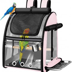 SUERTREE Bird Carrier Bag with Indestructible Stainless Steel Mesh, Bird Travel Cage with Stand, Easy Clean Backpack for Parrot, Portable Bird Travel Bag, Pet Breathable Travel Cage, Pink SUERTREE Bird Carrier Bag with Indestructible Stainless Steel Mesh, Bird Travel Cage with Stand, Easy Clean Backpack for Parrot, Portable Bird Travel Bag, Pet Breathable Travel Cage, Pink