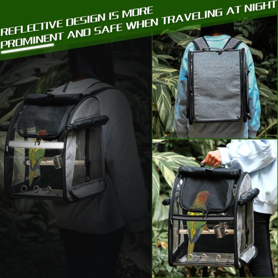 SUERTREE Bird Carrier Bag with Indestructible Stainless Steel Mesh, Bird Travel Cage with Stand, Easy Clean Backpack for Parrot, Portable Bird Travel Bag, Pet Breathable Travel Cage, Pink SUERTREE Bird Carrier Bag with Indestructible Stainless Steel Mesh, Bird Travel Cage with Stand, Easy Clean Backpack for Parrot, Portable Bird Travel Bag, Pet Breathable Travel Cage, Pink