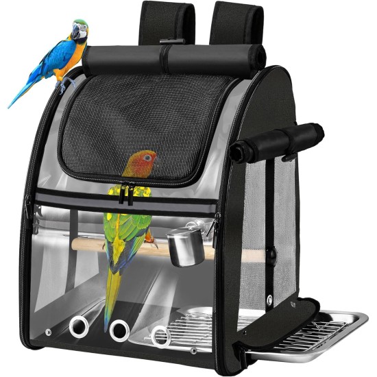 SUERTREE Bird Carrier Bag with Indestructible Stainless Steel Mesh, Bird Travel Cage with Stand, Easy Clean Backpack for Parrot, Portable Bird Travel Bag, Pet Breathable Travel Cage, Pink SUERTREE Bird Carrier Bag with Indestructible Stainless Steel Mesh, Bird Travel Cage with Stand, Easy Clean Backpack for Parrot, Portable Bird Travel Bag, Pet Breathable Travel Cage, Pink