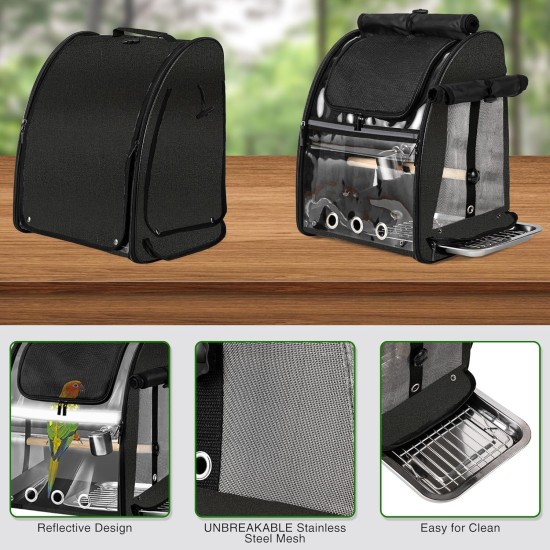 SUERTREE Bird Carrier Bag with Indestructible Stainless Steel Mesh, Bird Travel Cage with Stand, Easy Clean Backpack for Parrot, Portable Bird Travel Bag, Pet Breathable Travel Cage, Pink SUERTREE Bird Carrier Bag with Indestructible Stainless Steel Mesh, Bird Travel Cage with Stand, Easy Clean Backpack for Parrot, Portable Bird Travel Bag, Pet Breathable Travel Cage, Pink