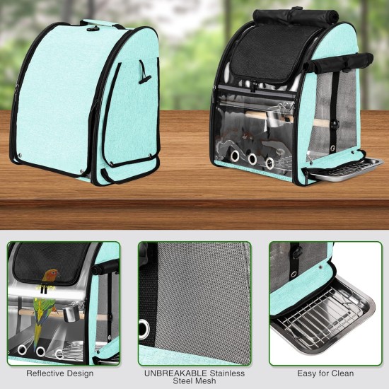 SUERTREE Bird Carrier Bag with Indestructible Stainless Steel Mesh, Bird Travel Cage with Stand, Easy Clean Backpack for Parrot, Portable Bird Travel Bag, Pet Breathable Travel Cage, Pink SUERTREE Bird Carrier Bag with Indestructible Stainless Steel Mesh, Bird Travel Cage with Stand, Easy Clean Backpack for Parrot, Portable Bird Travel Bag, Pet Breathable Travel Cage, Pink