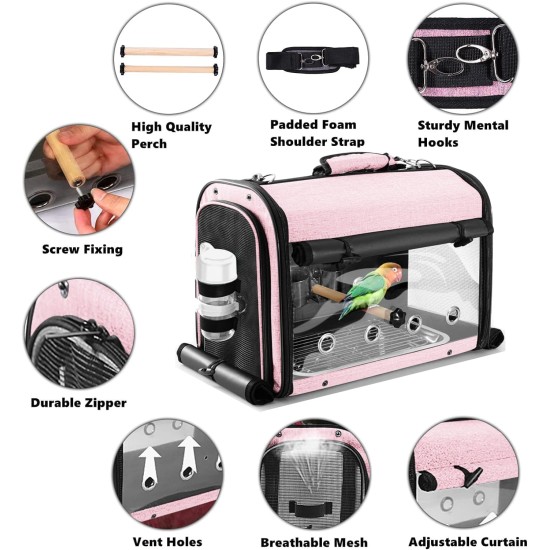 SUERTREE Bird Transport Container, Bird Carry Bag, Bird Travel Cage with Stand, Lightweight Backpack for Parrot, Portable Bird Travel Bag, Pet Transparent Breathable Travel Cage SUERTREE Bird Transport Container, Bird Carry Bag, Bird Travel Cage with Stand, Lightweight Backpack for Parrot, Portable Bird Travel Bag, Pet Transparent Breathable Travel Cage