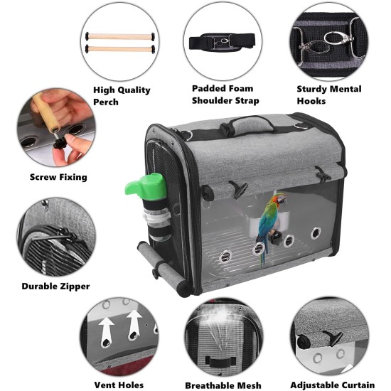SUERTREE Bird Transport Container, Bird Carry Bag, Bird Travel Cage with Stand, Lightweight Backpack for Parrot, Portable Bird Travel Bag, Pet Transparent Breathable Travel Cage SUERTREE Bird Transport Container, Bird Carry Bag, Bird Travel Cage with Stand, Lightweight Backpack for Parrot, Portable Bird Travel Bag, Pet Transparent Breathable Travel Cage