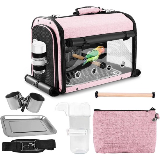 SUERTREE Bird Transport Container, Bird Carry Bag, Bird Travel Cage with Stand, Lightweight Backpack for Parrot, Portable Bird Travel Bag, Pet Transparent Breathable Travel Cage SUERTREE Bird Transport Container, Bird Carry Bag, Bird Travel Cage with Stand, Lightweight Backpack for Parrot, Portable Bird Travel Bag, Pet Transparent Breathable Travel Cage