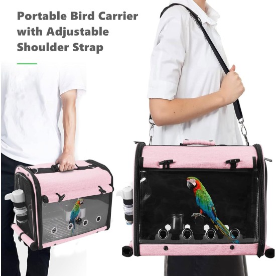 SUERTREE Bird Transport Container, Bird Carry Bag, Bird Travel Cage with Stand, Lightweight Backpack for Parrot, Portable Bird Travel Bag, Pet Transparent Breathable Travel Cage SUERTREE Bird Transport Container, Bird Carry Bag, Bird Travel Cage with Stand, Lightweight Backpack for Parrot, Portable Bird Travel Bag, Pet Transparent Breathable Travel Cage